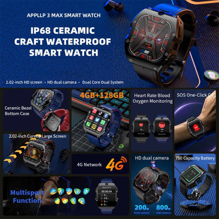 LOKMAT Appllp 3 Max 2.02-Inch Plug Card 4G Call Water-resistant Sport Smart Watch With SOS(Claret)