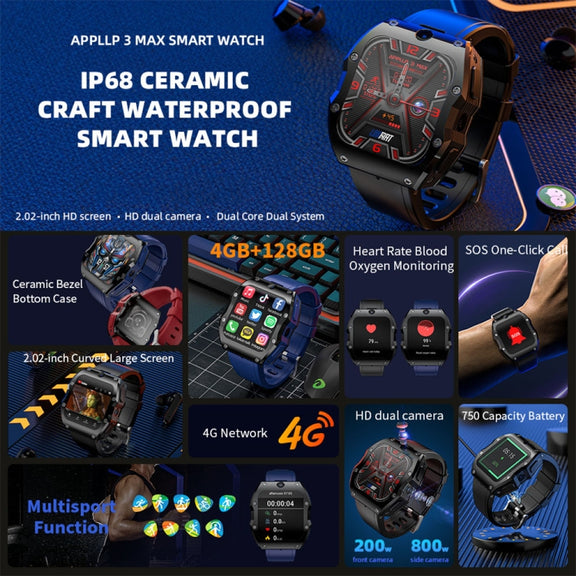LOKMAT Appllp 3 Max 2.02-Inch Plug Card 4G Call Water-resistant Sport Smart Watch With SOS(Claret)