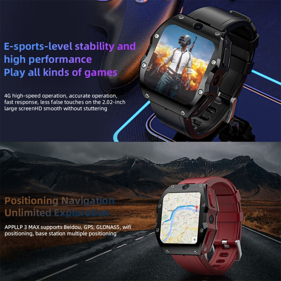 LOKMAT Appllp 3 Max 2.02-Inch Plug Card 4G Call Water-resistant Sport Smart Watch With SOS(Claret)
