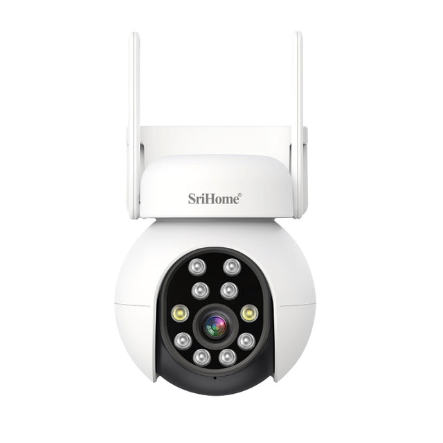 SriHome SH052 Wifi 5MP Wireless PTZ IP AI Auto Tracking Sound&Light Alarm Starlight Color Night Vision Outdoors Surveillance Camera, Plug: US