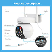 SriHome SH052 Wifi 5MP Wireless PTZ IP AI Auto Tracking Sound&Light Alarm Starlight Color Night Vision Outdoors Surveillance Camera, Plug: EU