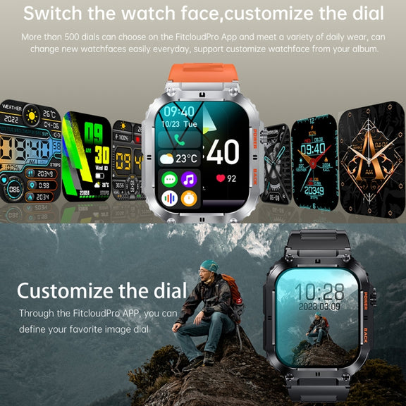 K57 Pro 1.96 Inch Bluetooth Call Music Weather Display Water-resistant Smart Watch, Color: Black