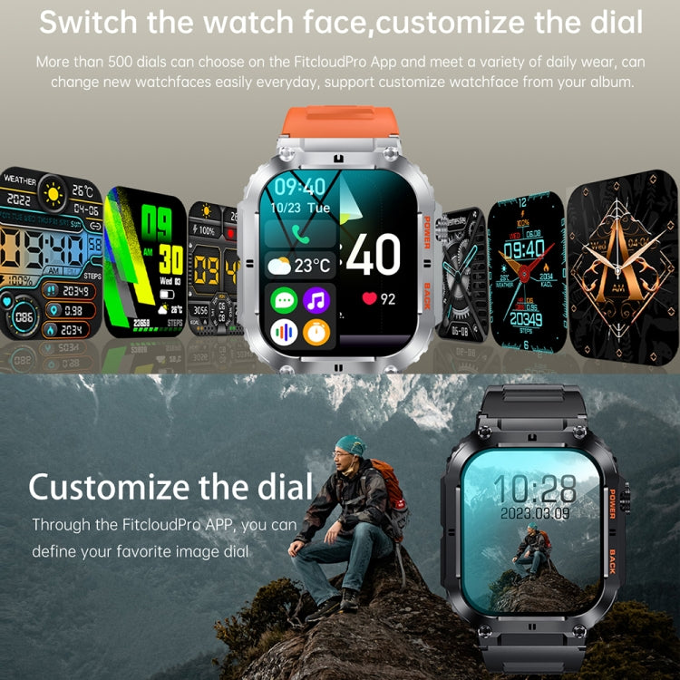K57 Pro 1.96 Inch Bluetooth Call Music Weather Display Water-resistant Smart Watch, Color: Black