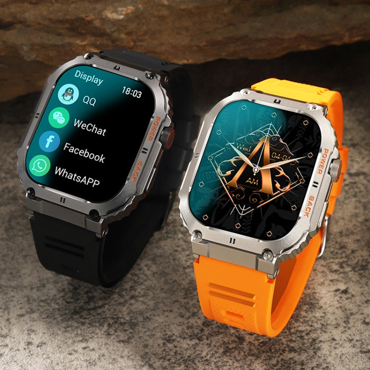 K57 Pro 1.96 Inch Bluetooth Call Music Weather Display Water-resistant Smart Watch, Color: Black