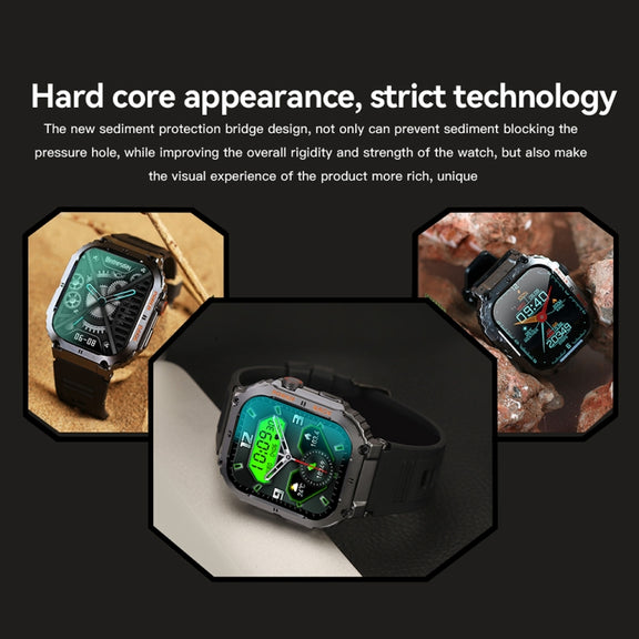 K57 Pro 1.96 Inch Bluetooth Call Music Weather Display Water-resistant Smart Watch, Color: Black