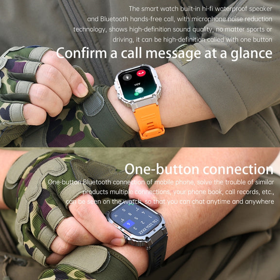 K57 Pro 1.96 Inch Bluetooth Call Music Weather Display Water-resistant Smart Watch, Color: Black