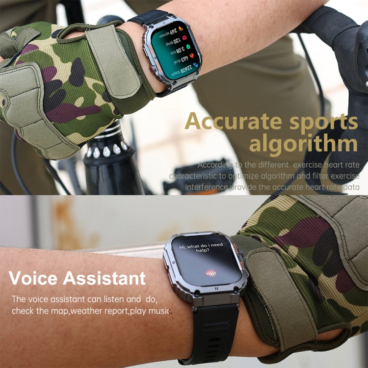 K57 Pro 1.96 Inch Bluetooth Call Music Weather Display Water-resistant Smart Watch, Color: Black