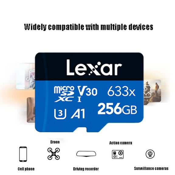 Lexar 633x 256GB High-speed Mobile Phone Camera Memory TF Card Switch Expansion Driving Recorder Dedicated Storage Flash Memory Card