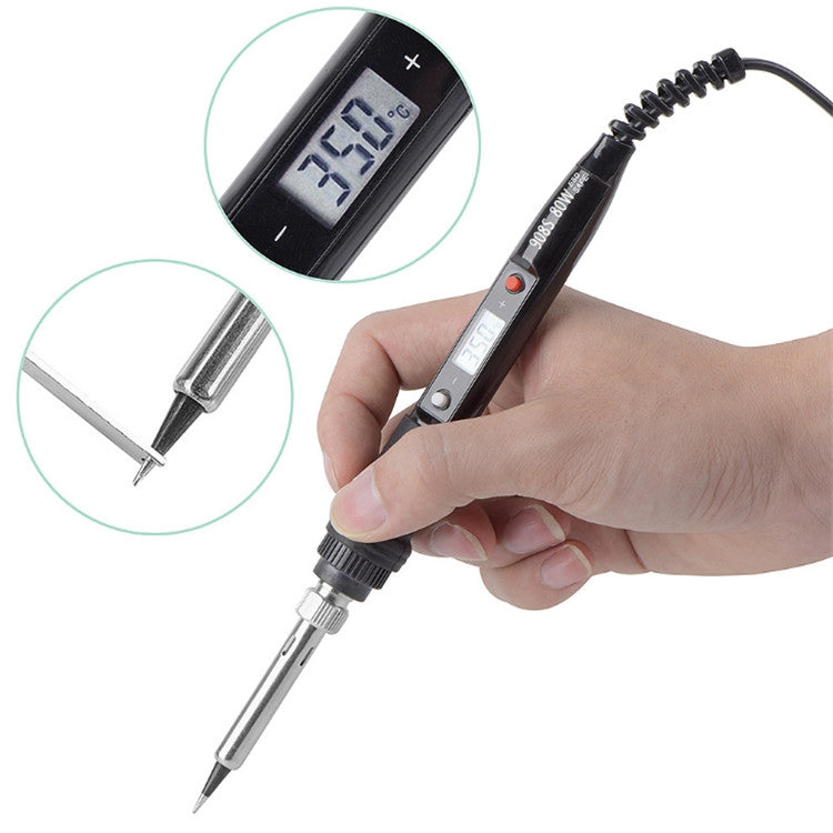 908S 80W LCD Thermostat Soldering Iron Constant Temperature Soldering Iron, Plug Type:US Plug(Black)