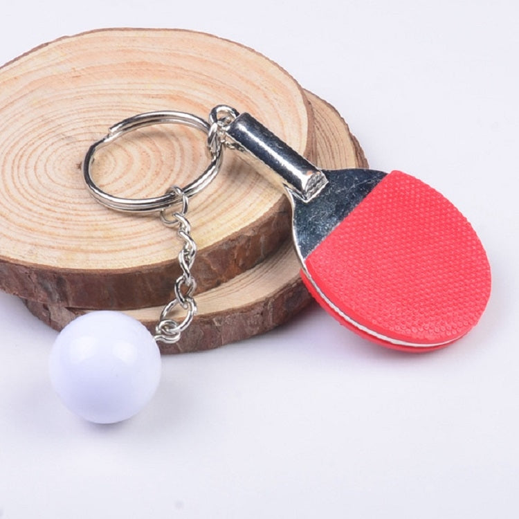 2 PCS Creative Metal table Tennis Keychain Handmade Jewelry Gift Sports Keychain, Specification:2��2.8��6.5cm(Red)