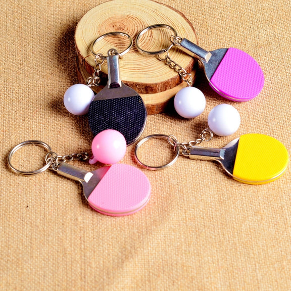 2 PCS Creative Metal table Tennis Keychain Handmade Jewelry Gift Sports Keychain, Specification:2��2.8��6.5cm(Red)