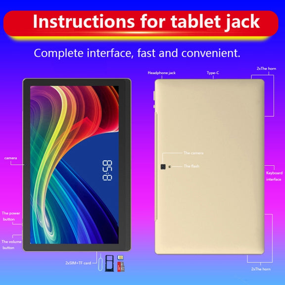M101 4G LTE Tablet PC, 14.1 inch, 4GB+128GB, Android 8.1 MTK6797 Deca Core 2.1GHz, Dual SIM, Support GPS, OTG, WiFi, BT(Gold)