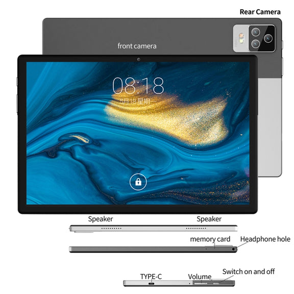 BDF P70 4G LTE Tablet PC, 10.1 inch, 8GB+128GB, Android 12.0 MTK6762 Octa Core, Support Dual SIM & Bluetooth & WiFi, EU Plug(Gold)
