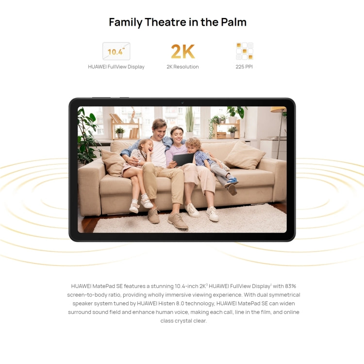 HUAWEI MatePad SE, 10.4 inch, 6GB+128GB, HarmonyOS 3 Qualcomm Snapdragon 680 Octa Core, Support Dual WiFi / BT, Network: 4G, Not Support Google Play(Black)
