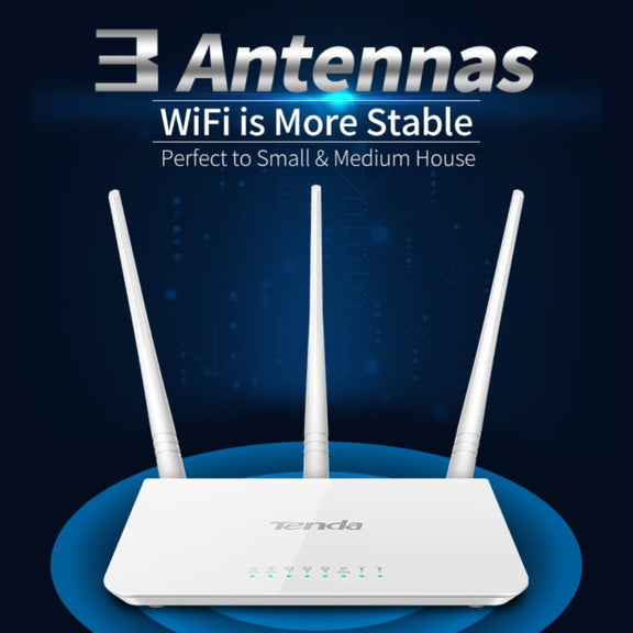 Tenda F3 Wireless 2.4GHz 300Mbps WiFi Router with 3*5dBi External Antennas(White)