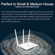 Tenda F3 Wireless 2.4GHz 300Mbps WiFi Router with 3*5dBi External Antennas(White)