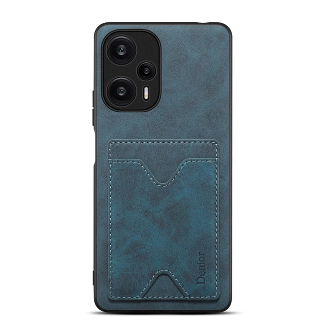 Denior PU Back Cover Card Slot Holder Phone Case For Xiaomi Redmi Note 12 Turbo / Poco F5(Blue)