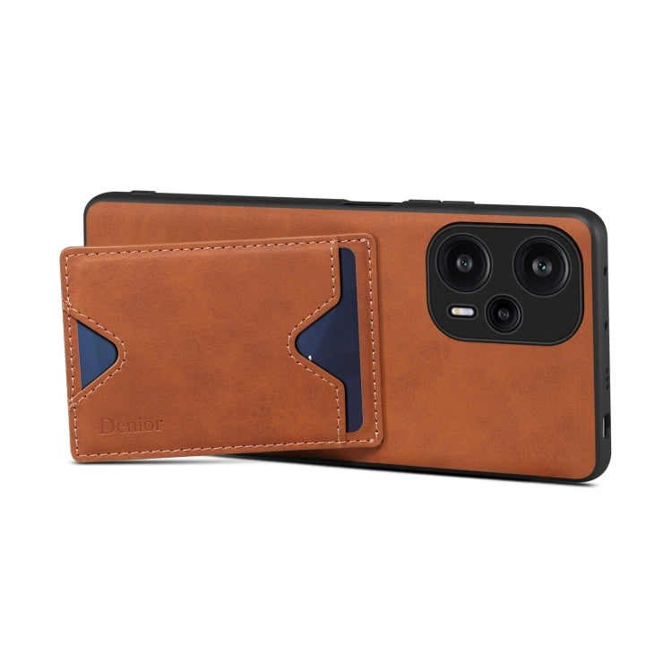 Denior PU Back Cover Card Slot Holder Phone Case For Xiaomi Redmi Note 12 Turbo / Poco F5(Blue)