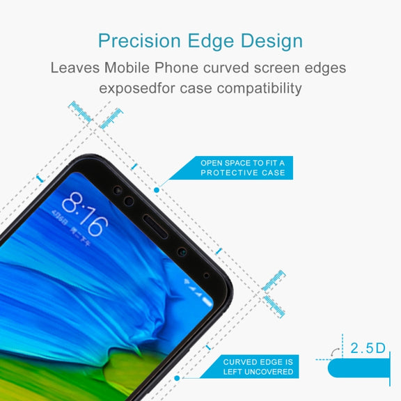 For Xiaomi  Redmi 5 Plus 9H Surface Hardness 2.5D Edge Anti-scratch Silk-screen Full Screen HD Tempered Glass Screen Protector (Black)