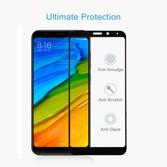 For Xiaomi  Redmi 5 Plus 9H Surface Hardness 2.5D Edge Anti-scratch Silk-screen Full Screen HD Tempered Glass Screen Protector (Black)