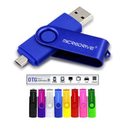 MicroDrive 64GB USB 2.0 Phone and Computer Dual-use Rotary OTG Metal U Disk (Blue)