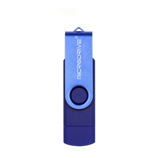 MicroDrive 64GB USB 2.0 Phone and Computer Dual-use Rotary OTG Metal U Disk (Blue)