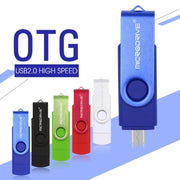 MicroDrive 64GB USB 2.0 Phone and Computer Dual-use Rotary OTG Metal U Disk (Blue)