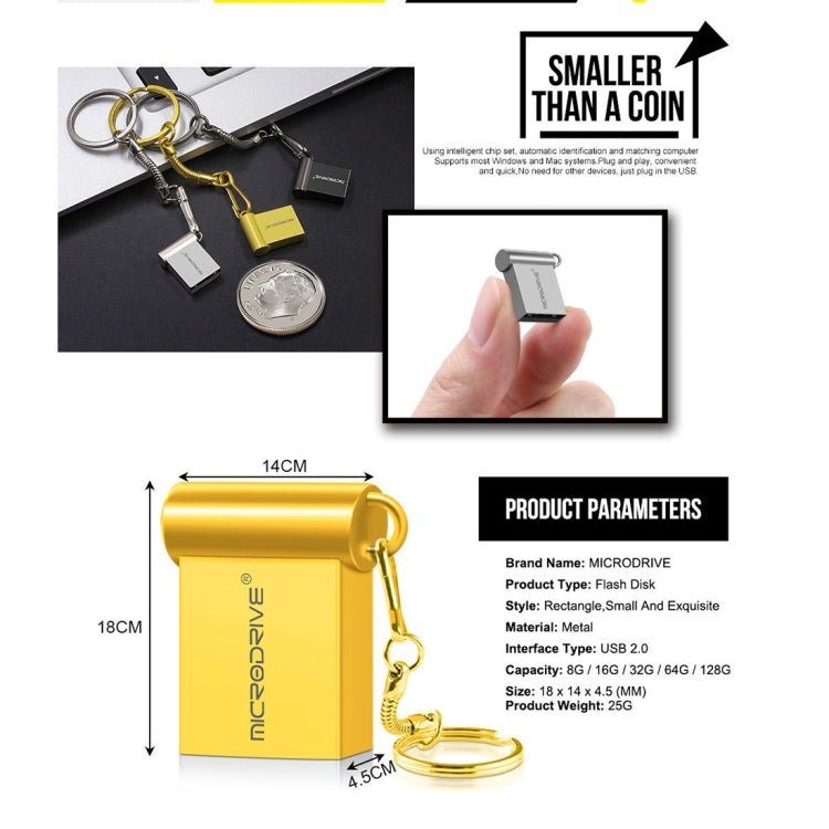 MicroDrive 32GB USB 2.0 Metal Mini USB Flash Drives U Disk (Grey)