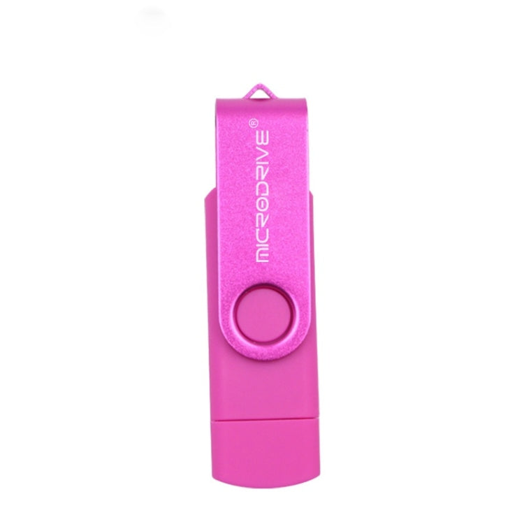 MicroDrive 32GB USB 2.0 Mobile Computer Dual-use Rotating OTG Metal U Disk (Pink)