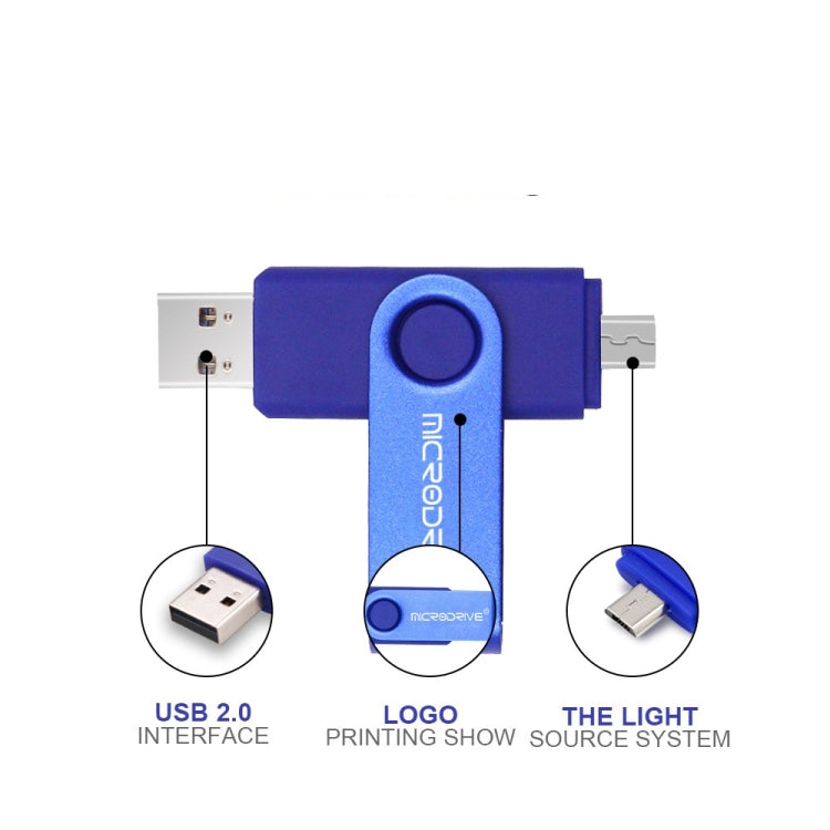 MicroDrive 32GB USB 2.0 Mobile Computer Dual-use Rotating OTG Metal U Disk (Red)