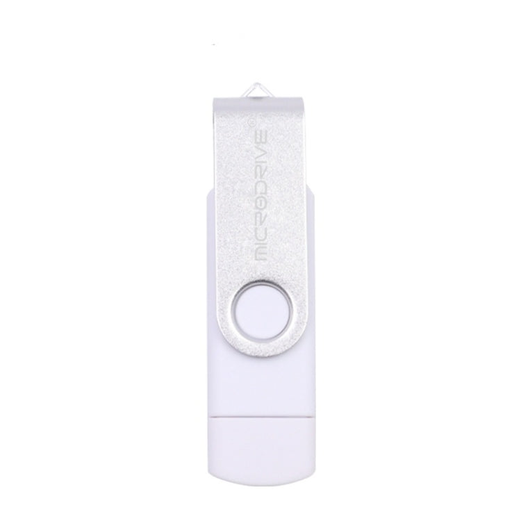 MicroDrive 32GB USB 2.0 Mobile Computer Dual-use Rotating OTG Metal U Disk (White)