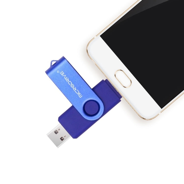 MicroDrive 32GB USB 2.0 Mobile Computer Dual-use Rotating OTG Metal U Disk (White)