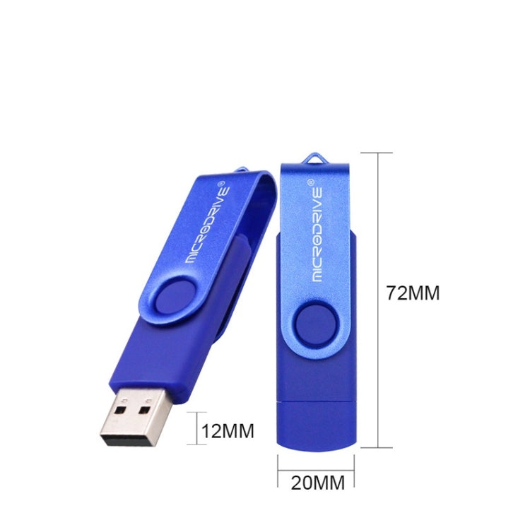 MicroDrive 32GB USB 2.0 Mobile Computer Dual-use Rotating OTG Metal U Disk (White)