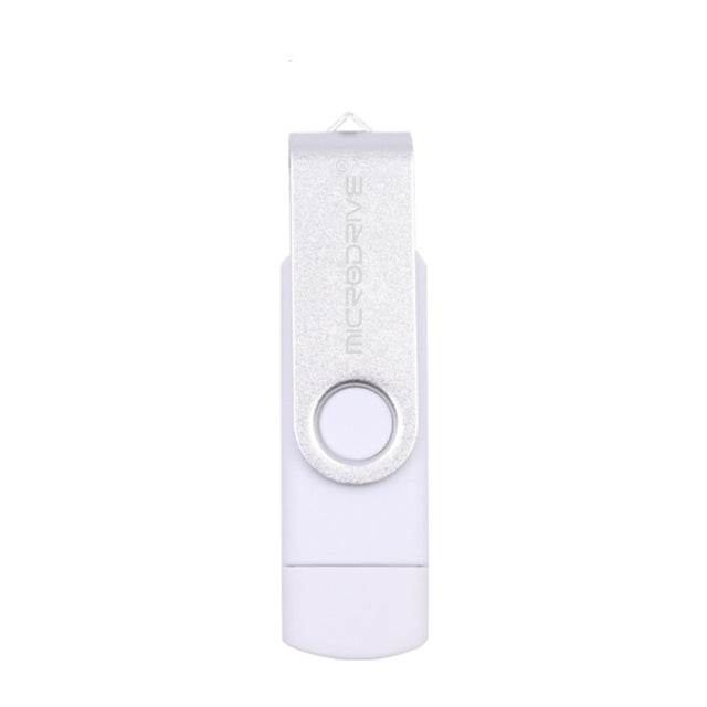 MicroDrive 32GB USB 2.0 Mobile Computer Dual-use Rotating OTG Metal U Disk (White)